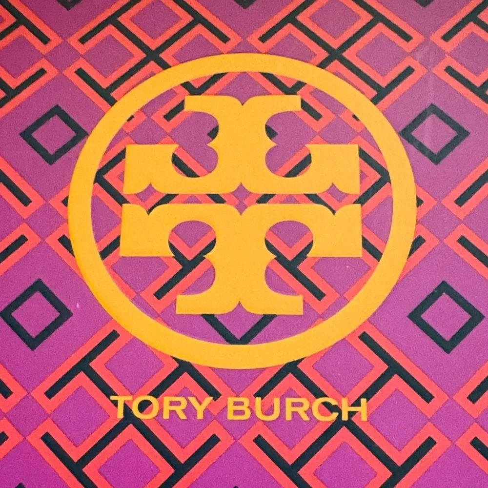 Tory Burch Dark Port Purple Quilted Minnie Travel Nappa Leather Flats Gold Logo - Picture 2 of 10